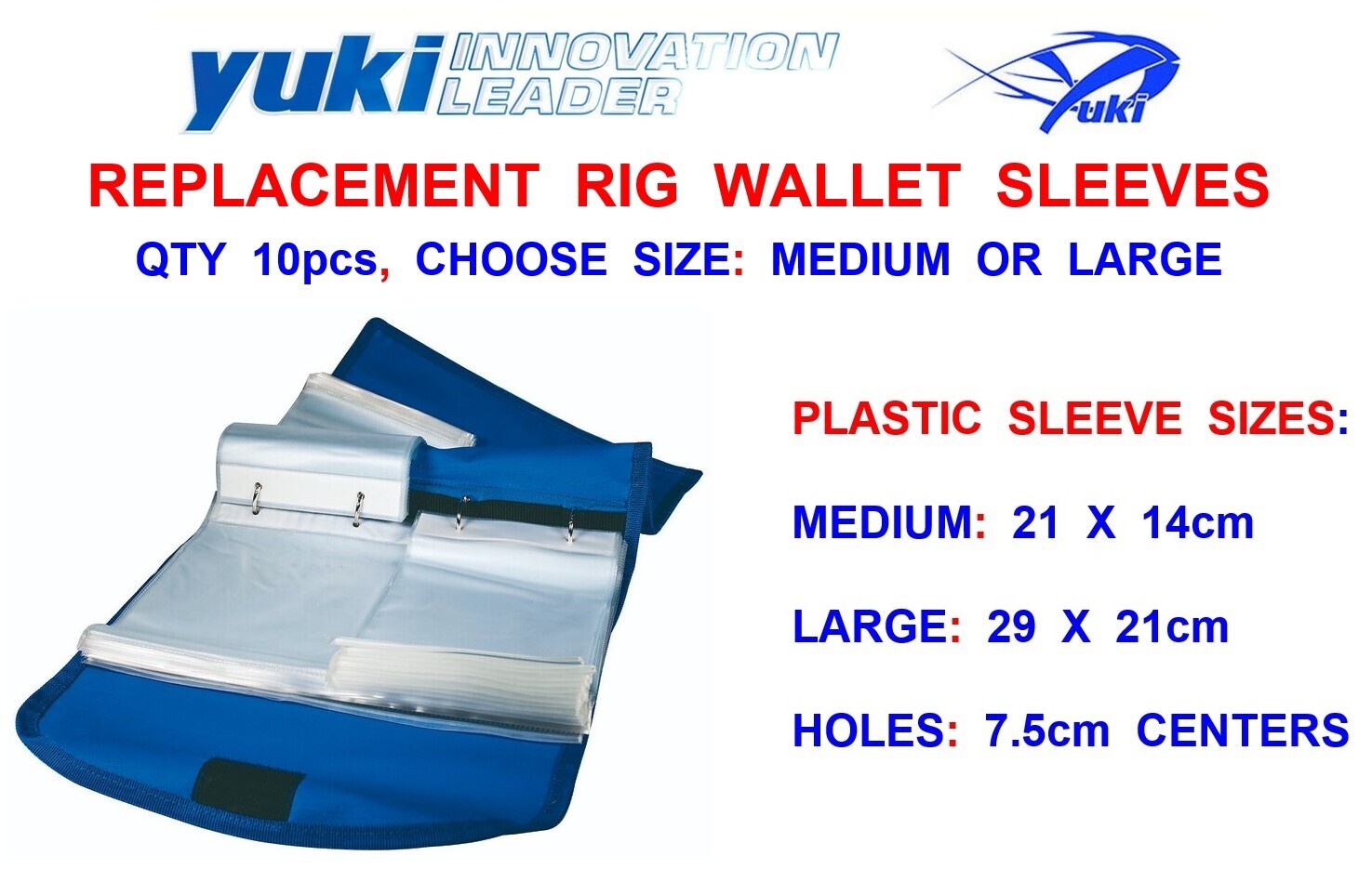 YUKI REPLACEMENT HEAVY DUTY RIG WALLET SLEEVES FOR SEA FISHING LINE RIGS LURES