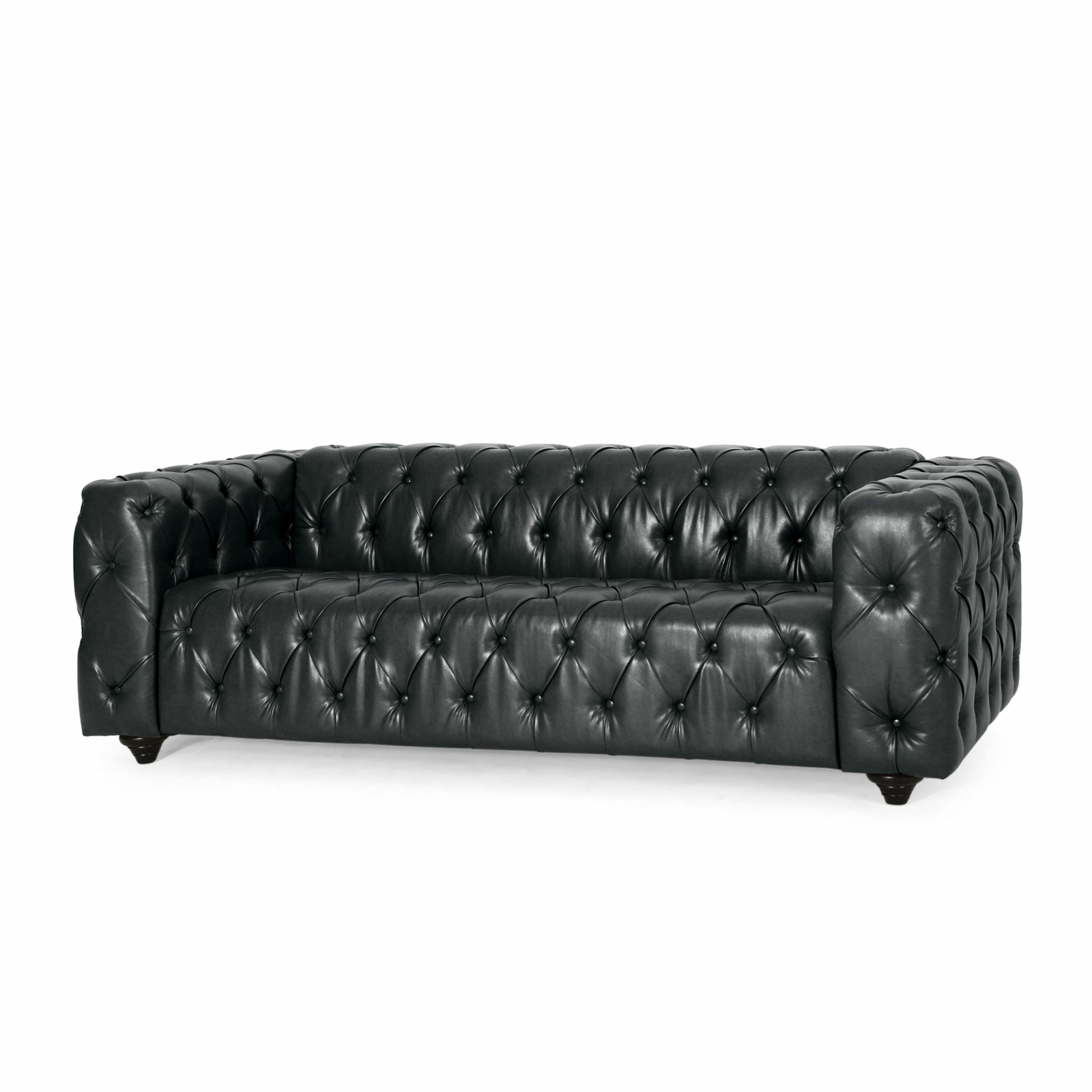 Marengo Contemporary Faux Leather Tufted 3 Seater Sofa