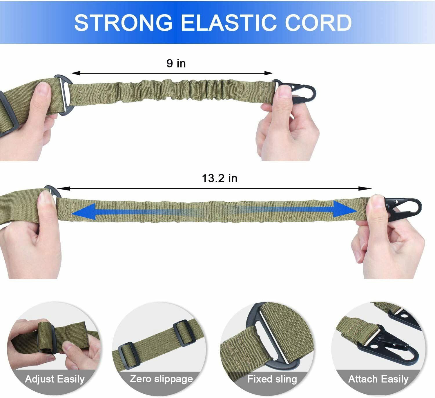 2 Point Sling Adjustable Strap + 2Pcs M-Lok Mlock QD Sling Swivels Quick Mounts
