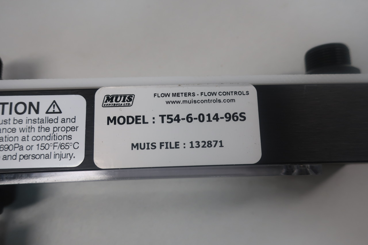 Muis Controls T54-6-014-96S Variable Area Flow Meter 0-60