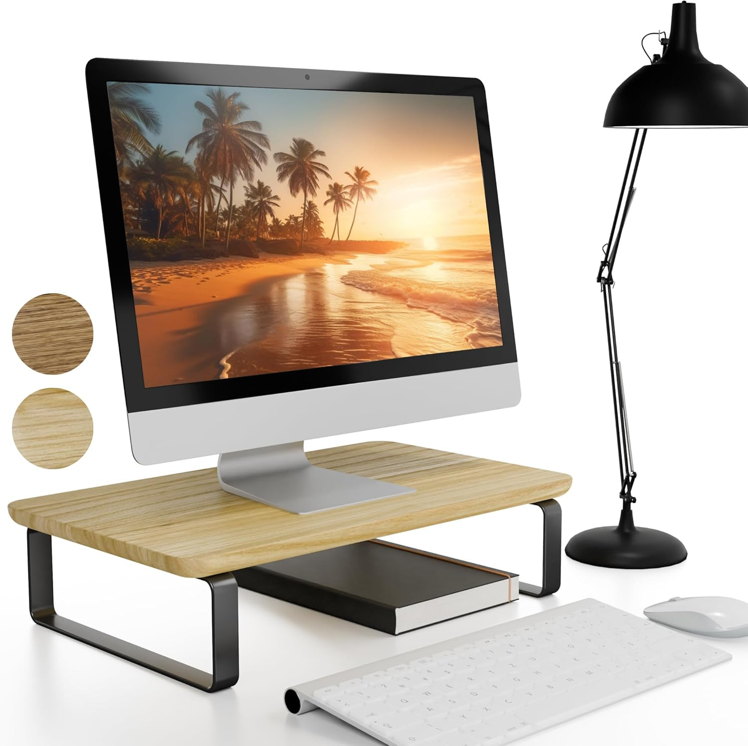 Beautiful Wooden Monitor Stand for Desk - Sturdy Stand Rises Your Monitor to the