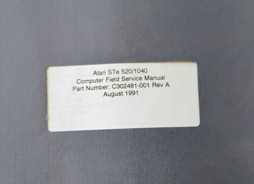 Atari STe 520/1040 Computer OEM Field Service Manual; Atari ST Manual ONLY
