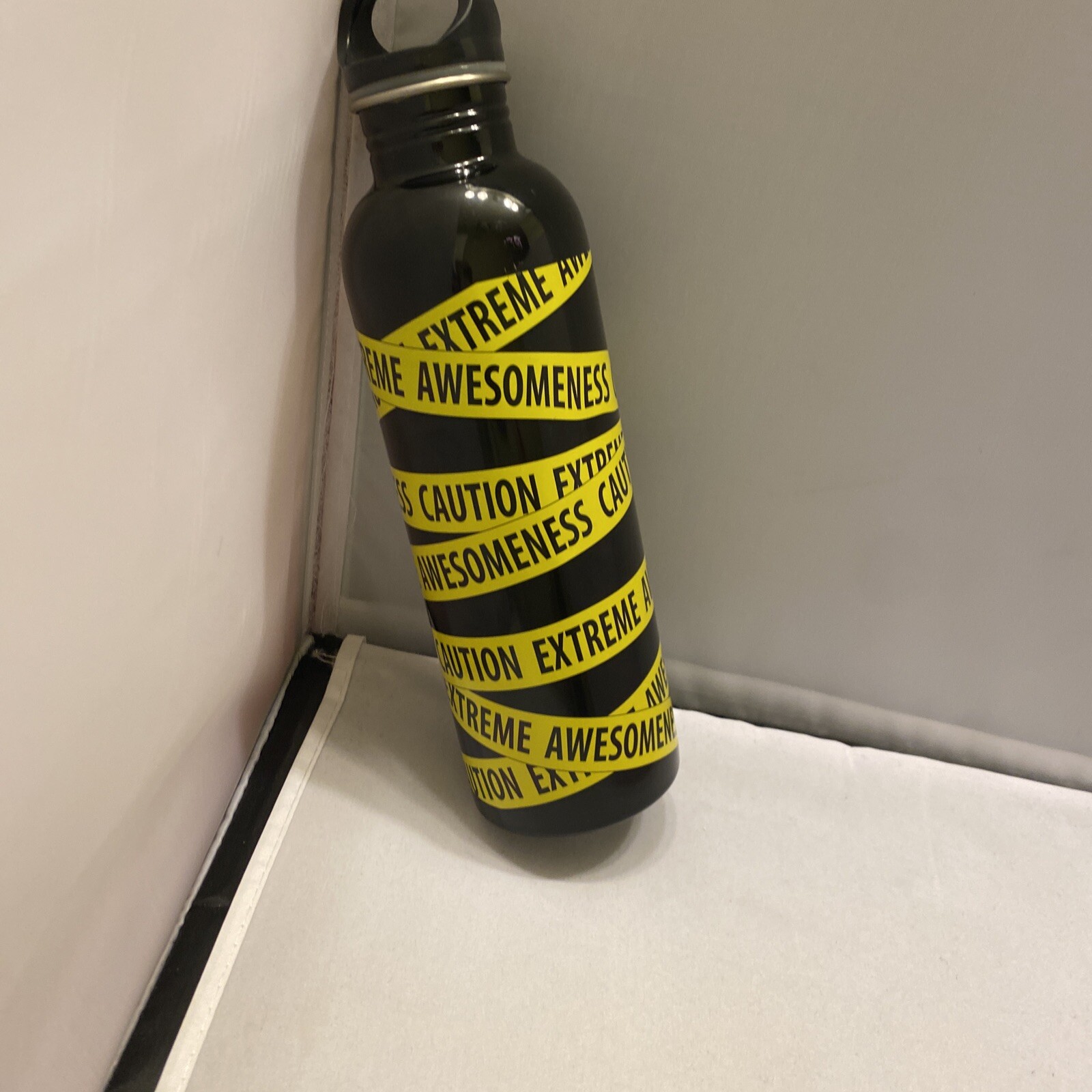 Old Navy Stainless Steel Water Bottle Black Yellow  25oz