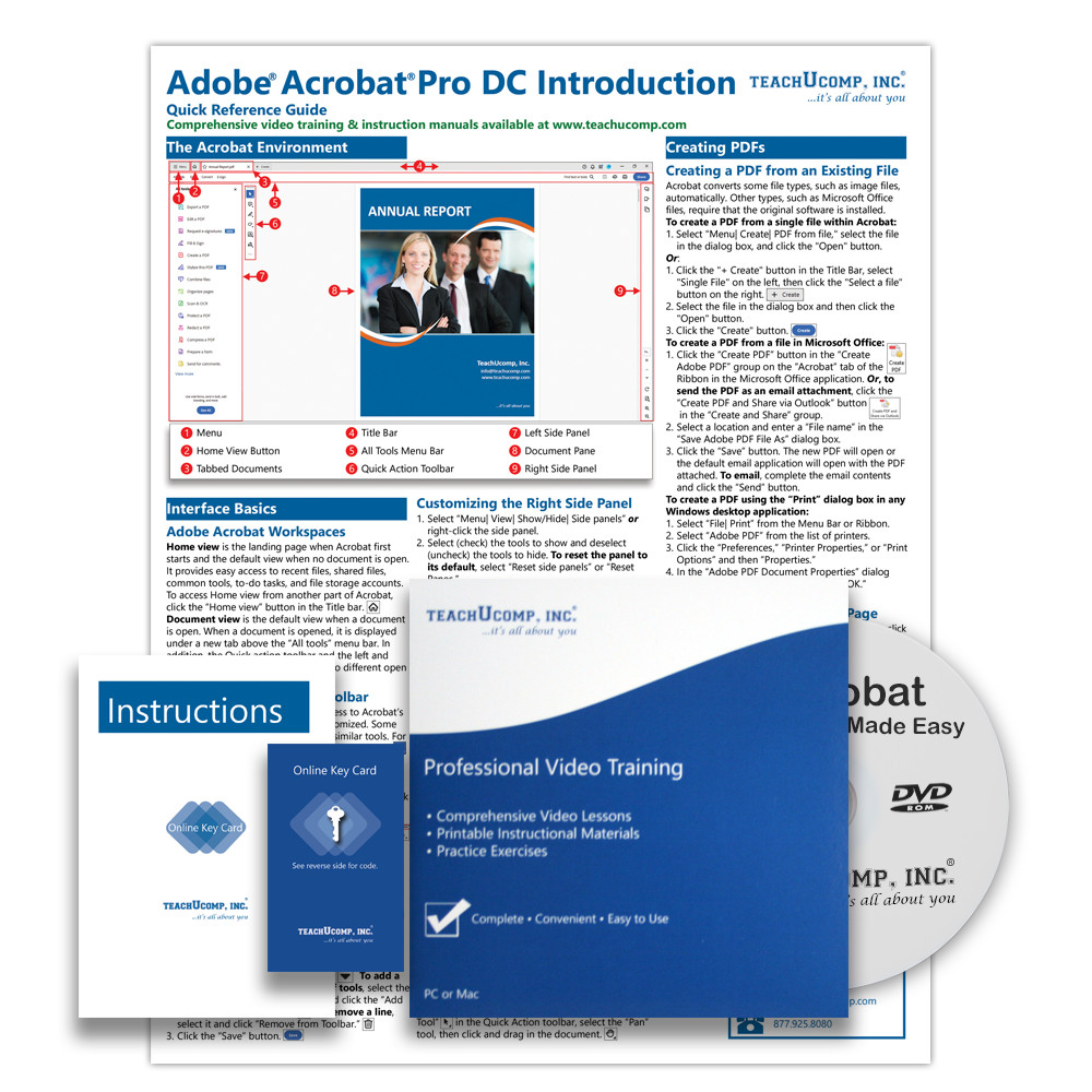 Adobe ACROBAT Pro DC DELUXE Video Training Tutorial & Quick Reference Guide