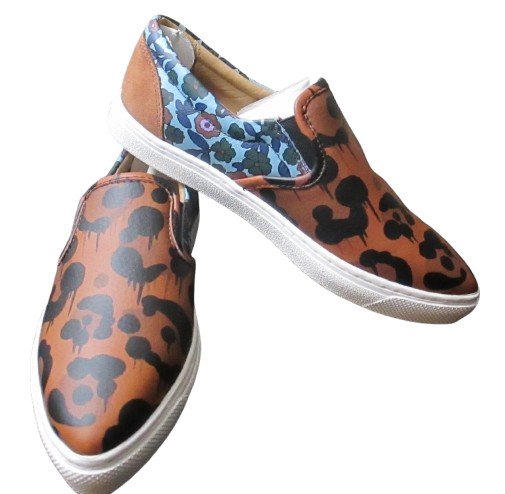 Coach WildBeast Nappa Women's Slip-On Sneakers Shoes 6M Brown/Mist (Turq) Q8807