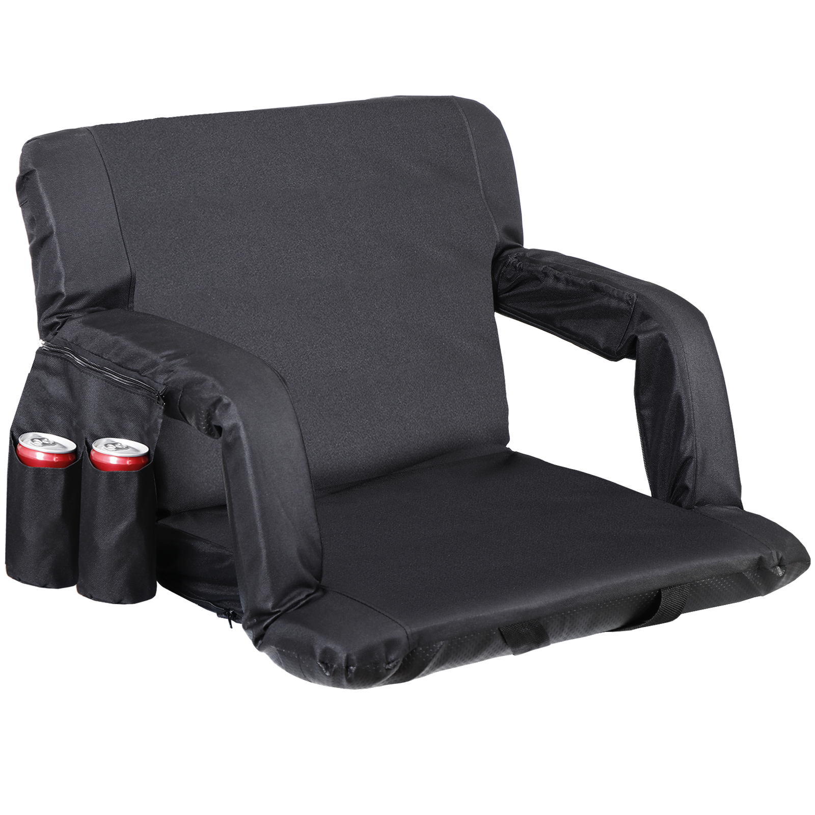 Reclining Stadium Seat for Bleachers with Padded Backrest Adjustable Armrests