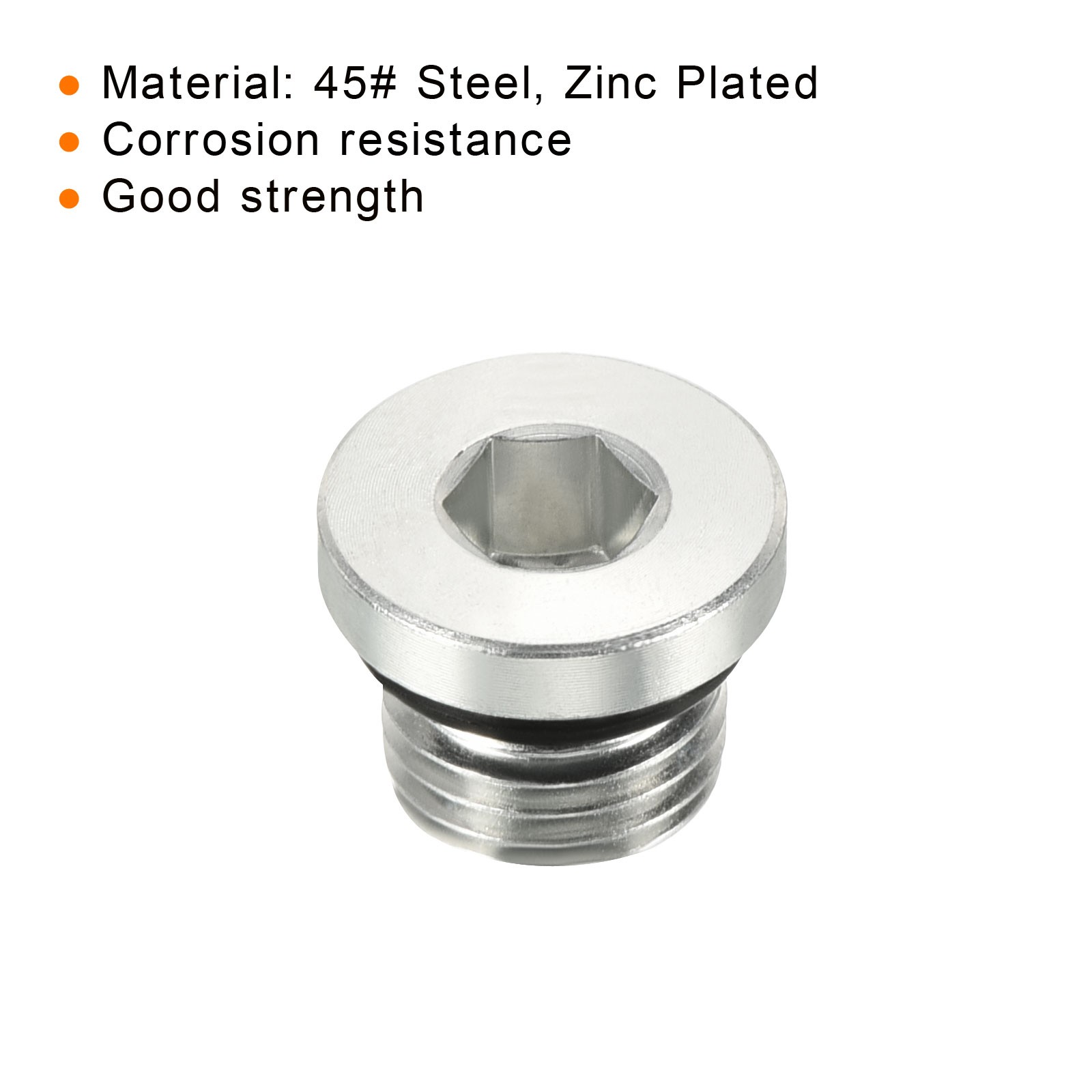 3/8-24UNF Hex Head Pipe Fitting Plug, 3 Pack Male Thread 45# Steel Plug