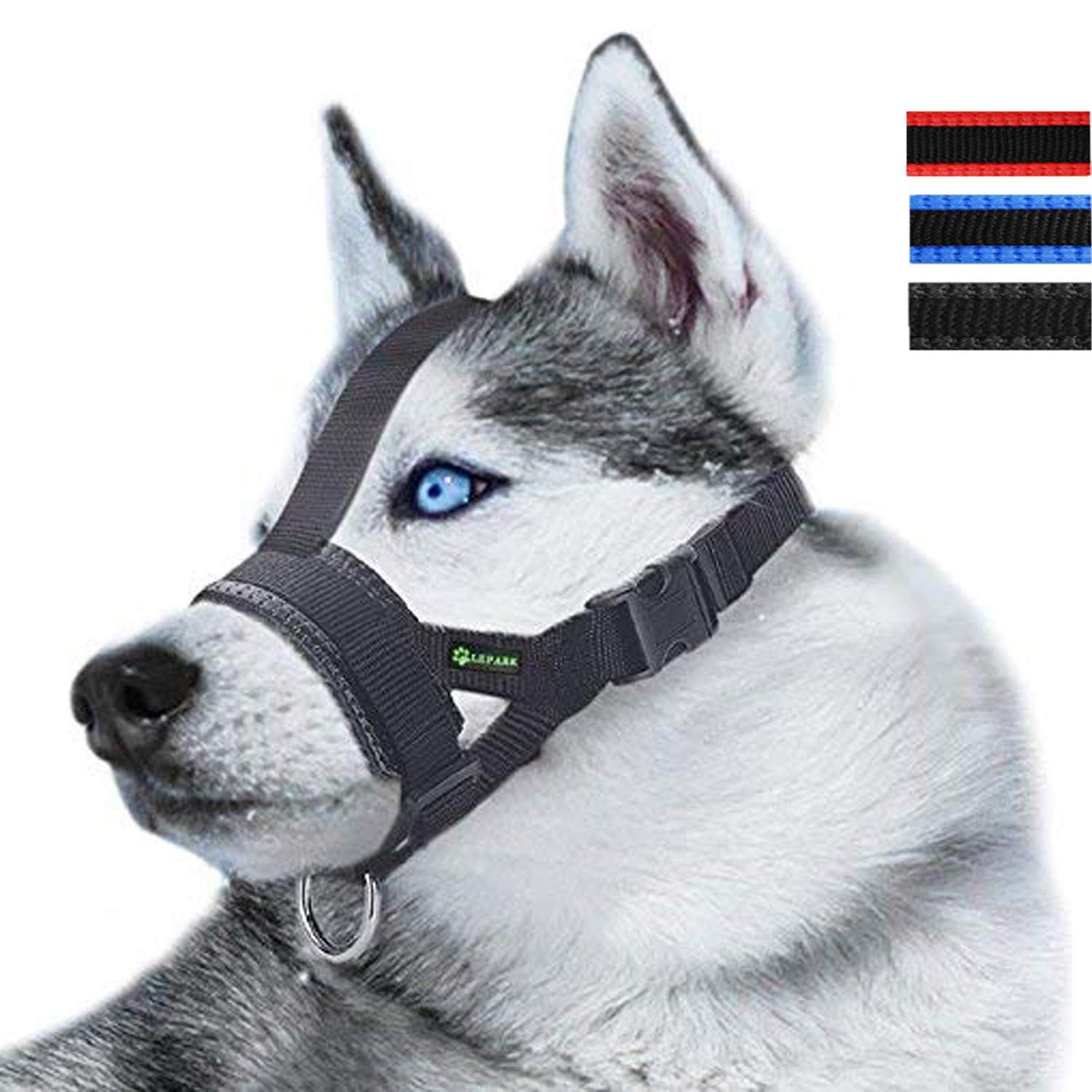 Head Strap Dog Muzzle Prevent from Taking Off by Paws for Small,Medium and La...