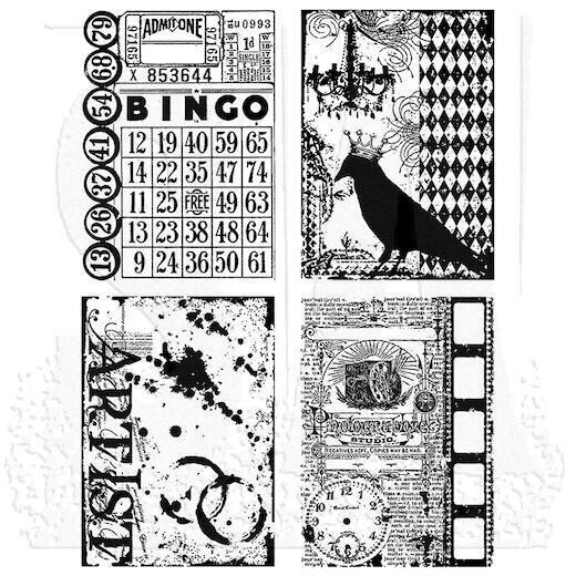 Tim Holtz Stampers Anonymous "CREATIVE COLLAGES" Rubber Cling Stamp Set CMS044