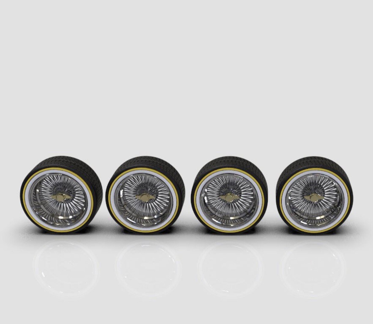 1:64 24”s ”Deep Dish Wire Wheels on Low-Pro Vogues