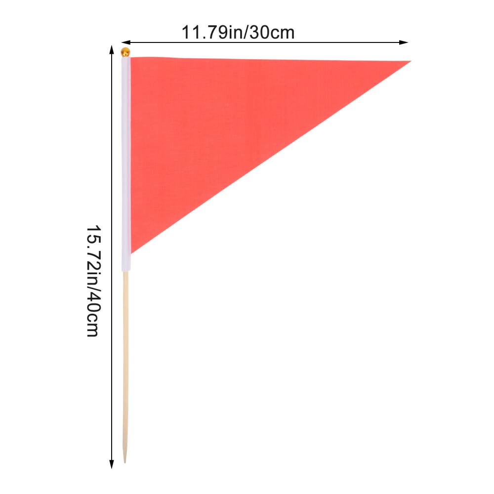 10 Pcs Polyester Triangle Bunting Golf Cart Flags Outdoor Red Stick