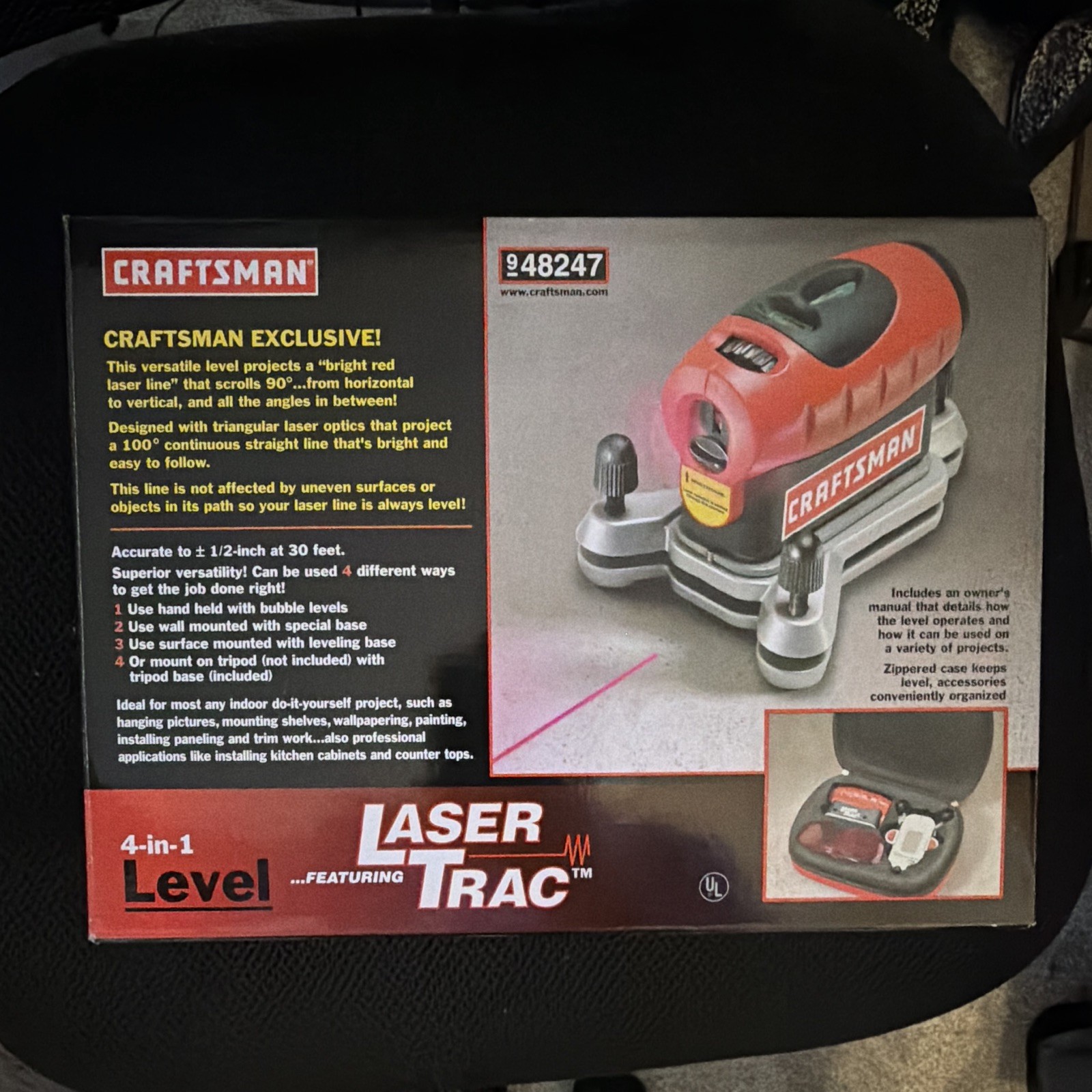 Craftsman Laser Trac 4-in-1 Laser Level Portable 948247 8 in Plastic/Metal