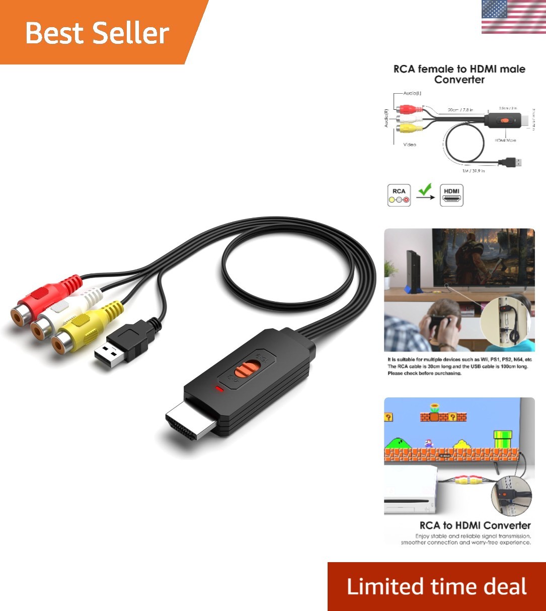 Vintage Game Console RCA to HDMI Converter - 1080P High-Quality Output