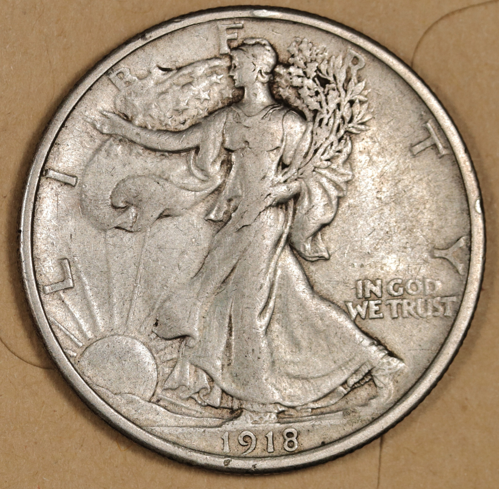 1918-p Walking Liberty Half.  XF.  191042
