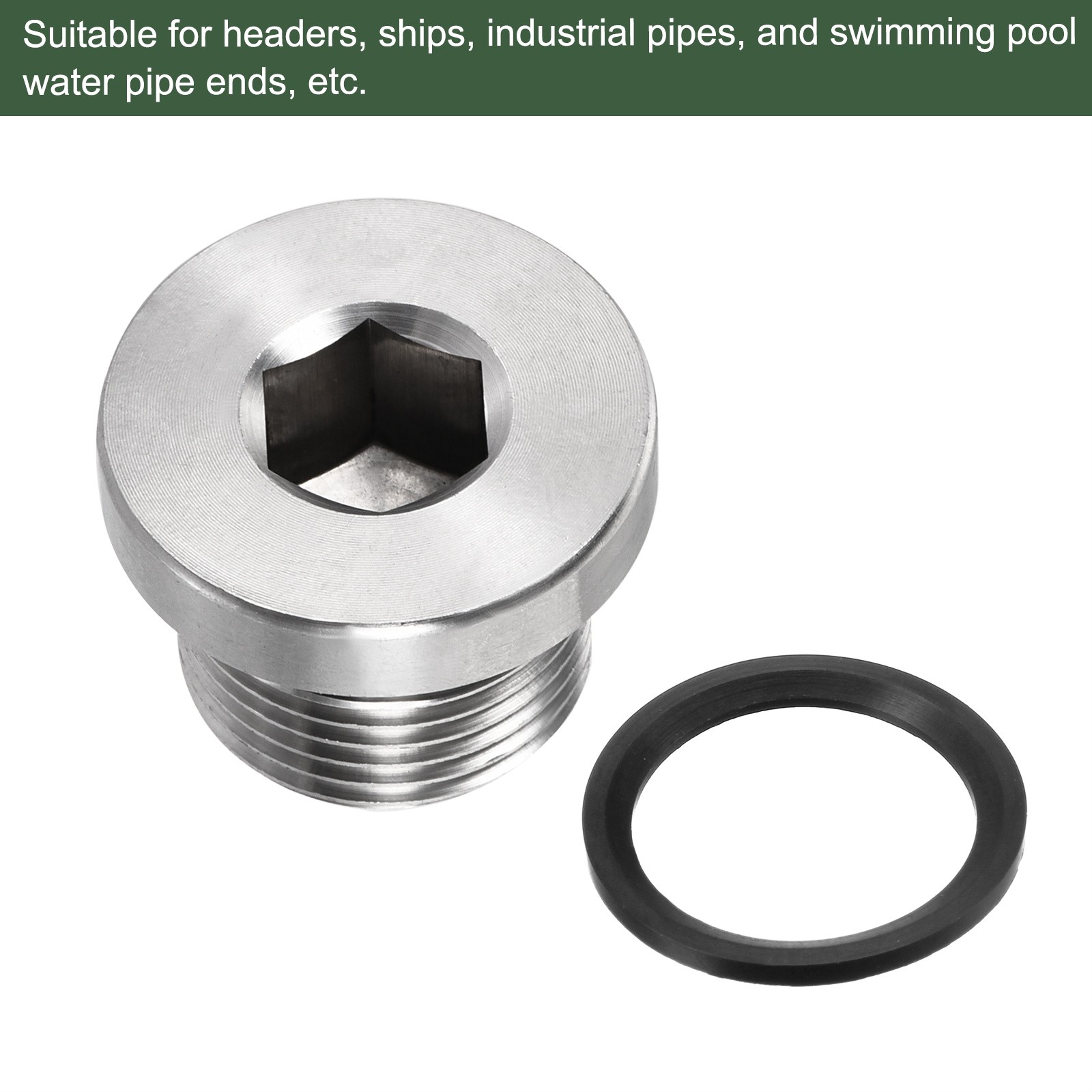 M20 x 1.5 Stainless Steel Internal Hex Head Socket Pipe Fitting (Silver)