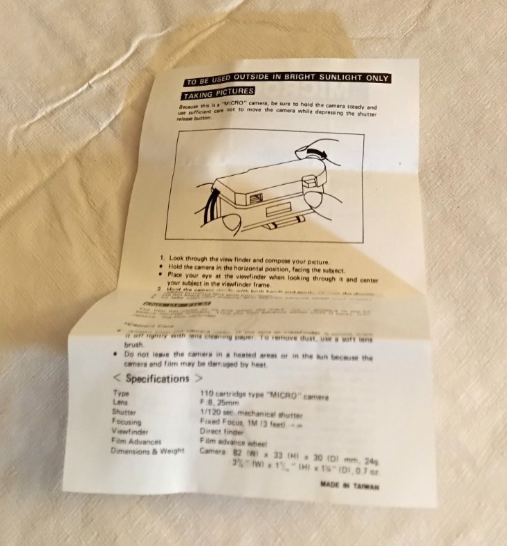KELLOGGS MicroCam Camera With Instructions 110 Miniature Size NEW Minor Flaws