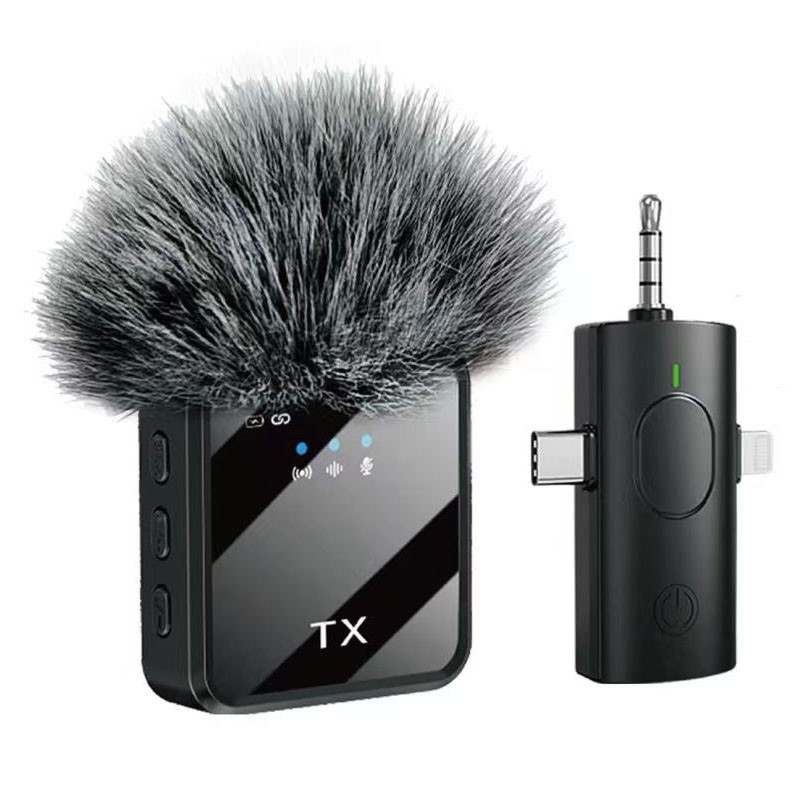 3in1 Wireless Lavalier Microphone For iPhone/Android/Camera 1 Mic/2 Mic Vlogging