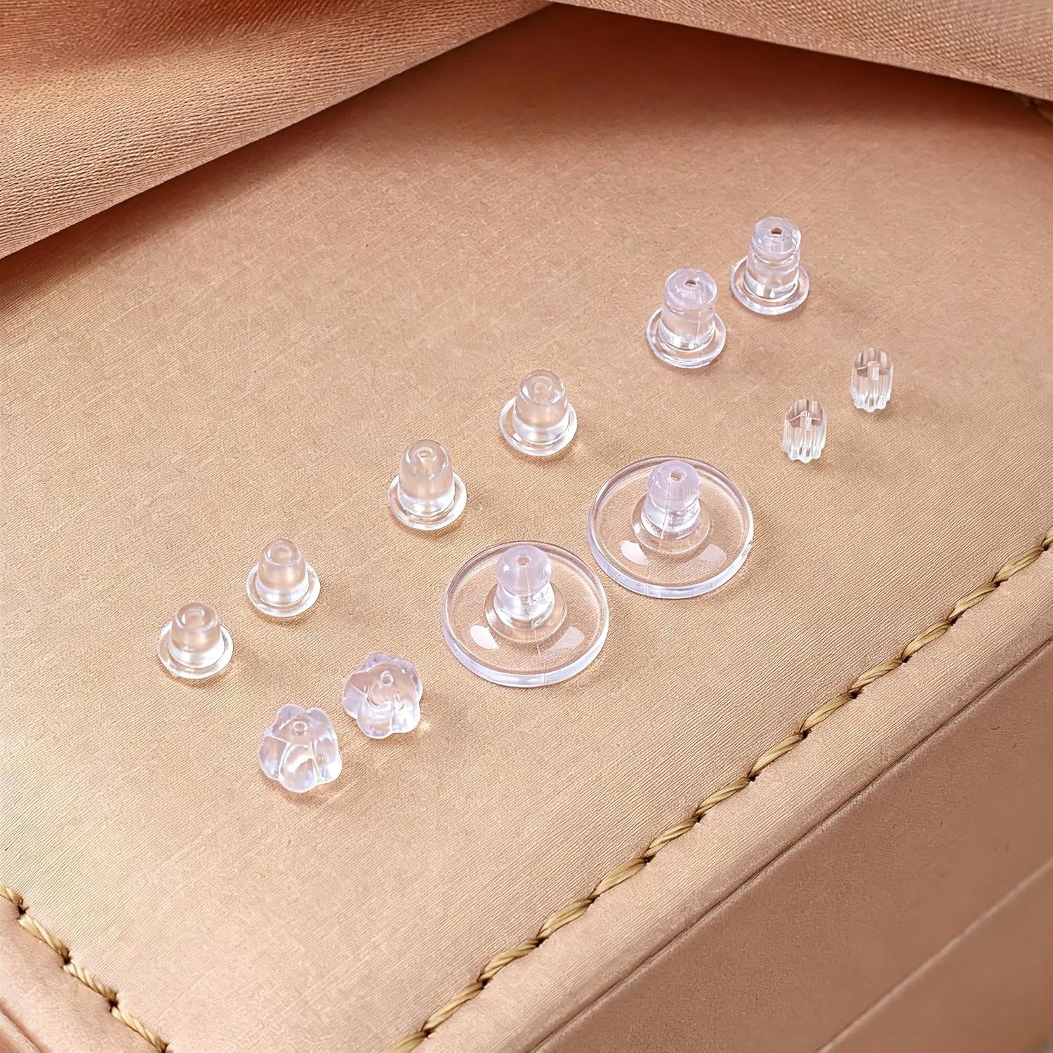 Nkwuire 600Pcs Silicone Earring Backs – 6 Styles Clear Soft