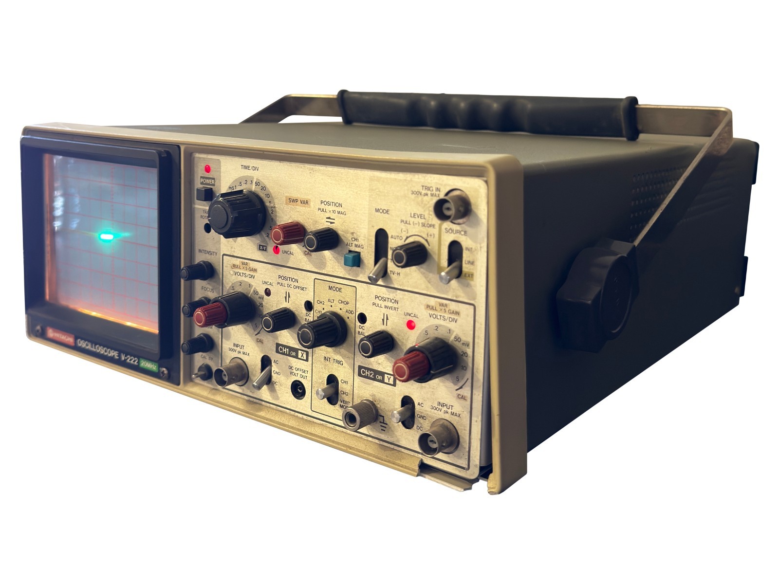 Hitachi V-222 20MHz Dual Channel Analog Oscilloscope Benchtop Scope - Tested