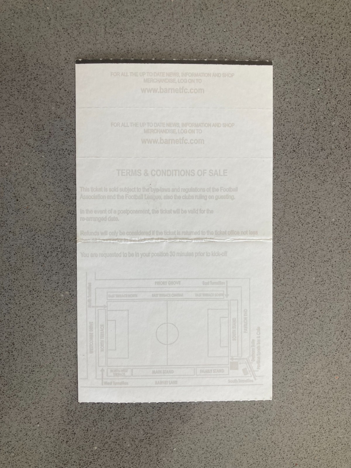 Barnet v Morecambe 2007-08 Match Ticket