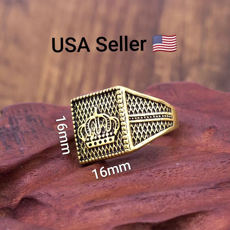 New Fashion King Queen Rings Crown Signet Ring Unisex Vintage Gold Charm Punk