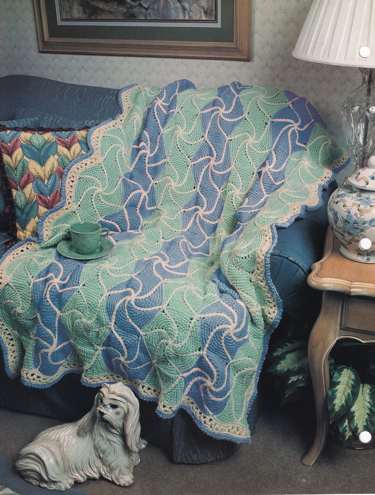 Crochet Afghan Pattern PINWHEEL AFGHAN Instruction Leaflet Annie's