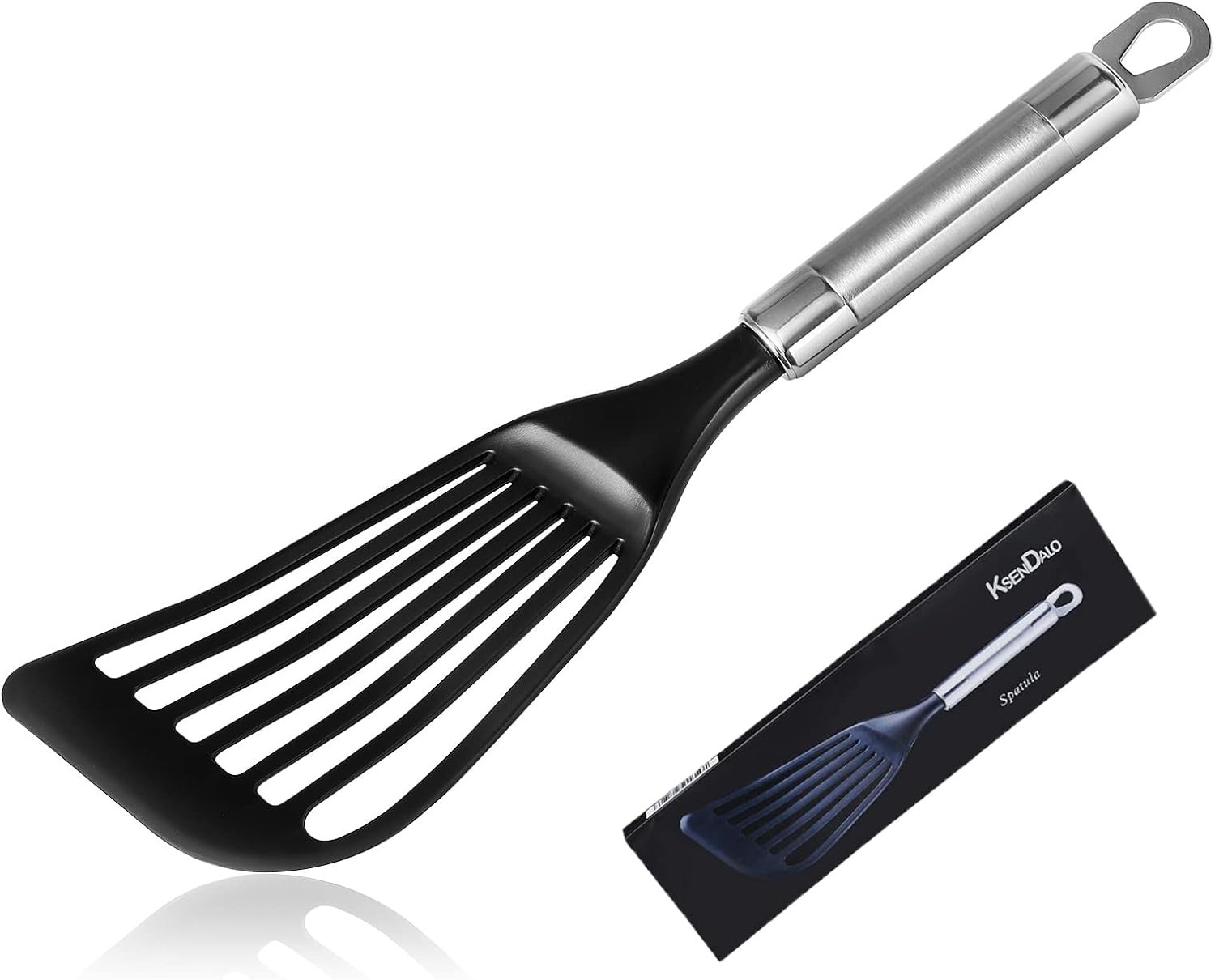 Thin Flexible Fish Spatula for Nonstick Cookware, Black | Egg Flipper Turner