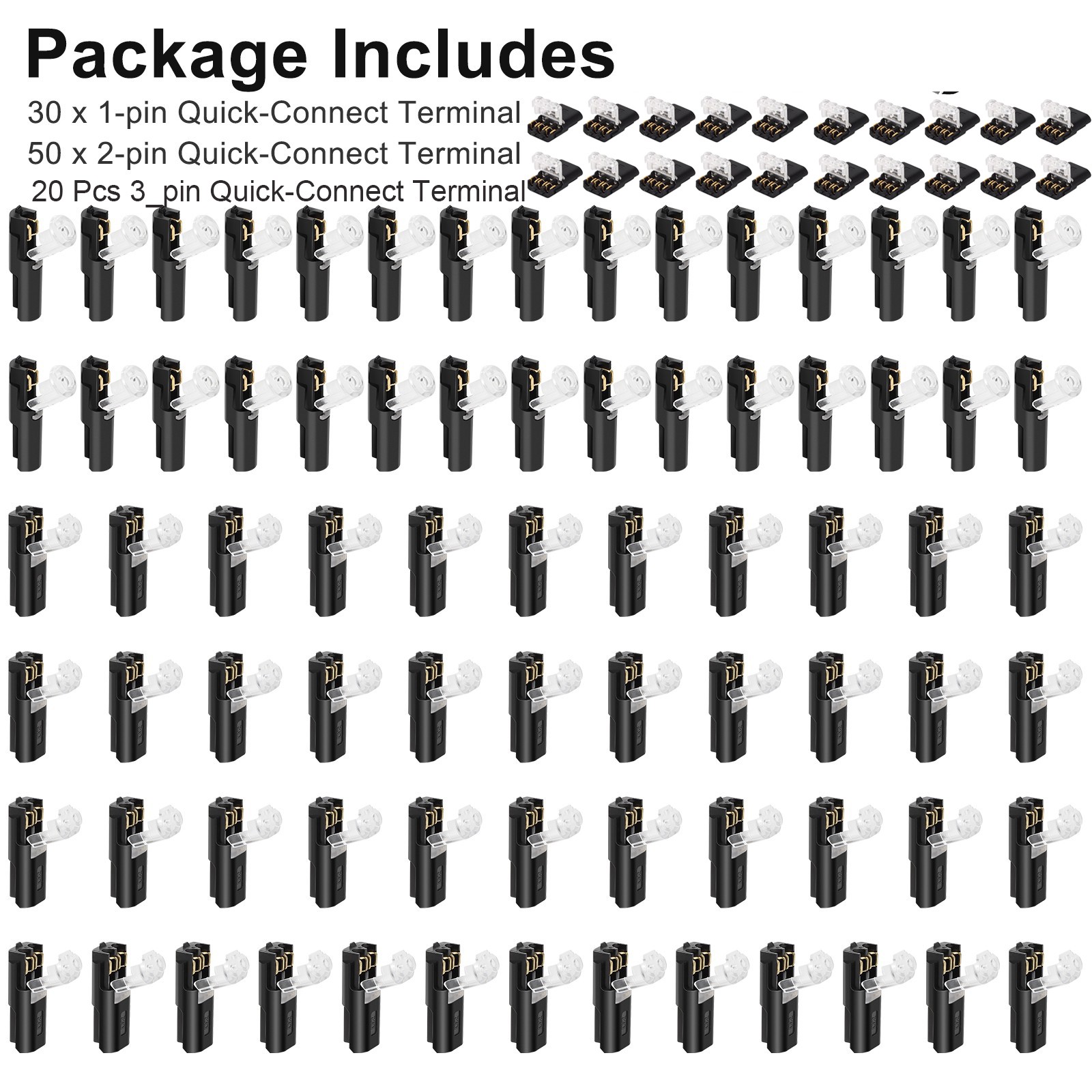 100Pcs 1/2/3 Pin Electrical Wire Connectors Kit Quick Splice Wire Connectors