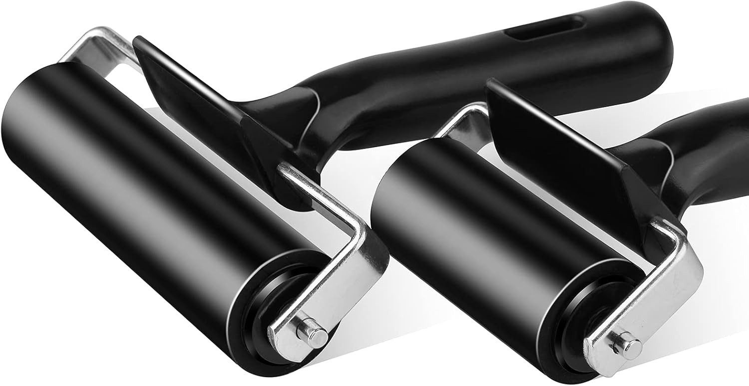 2Pcs Rubber Roller Brayer Rollers Hard Rubber 4 and 2.2 Inch for Printmaking ...