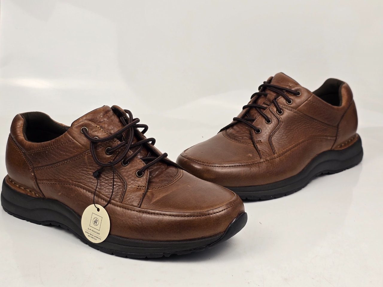 Rockport Men's Brown Leather Slip Resistant Oxford Shoes US Size 9