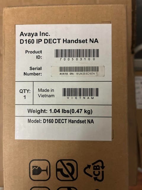 Avaya D160 DECT Wireless Cordless Handset Telephone 700503100