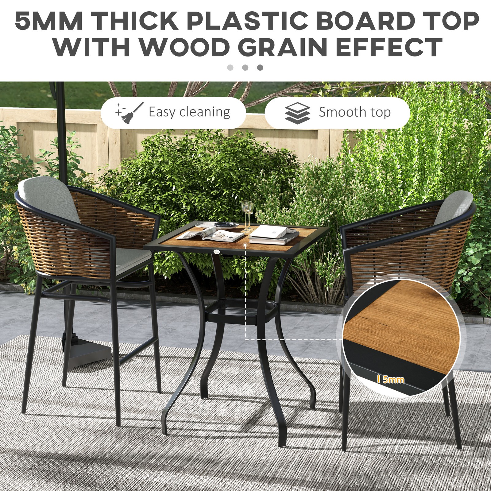 22" Outdoor Side Table with Umbrella Hole