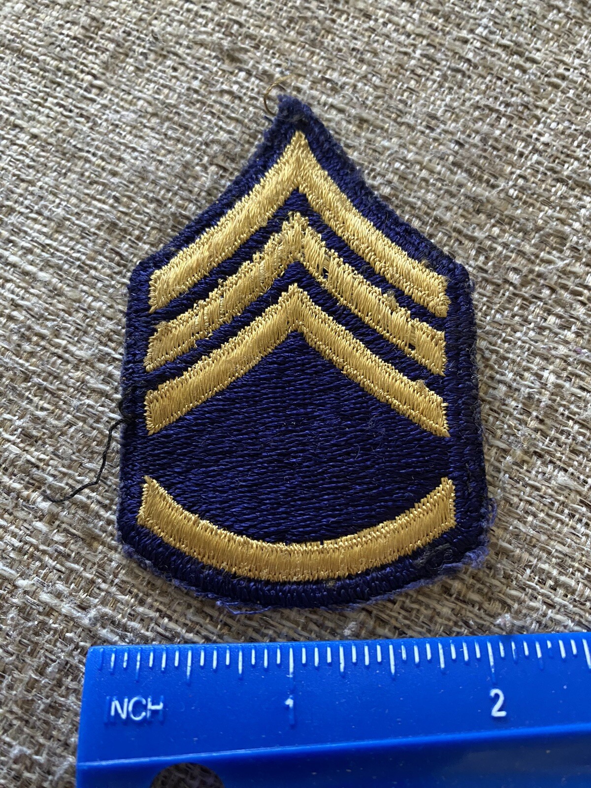 Korea War Era Staff Sergeant Enlisted Rank Patch Blue Yellow INV6317