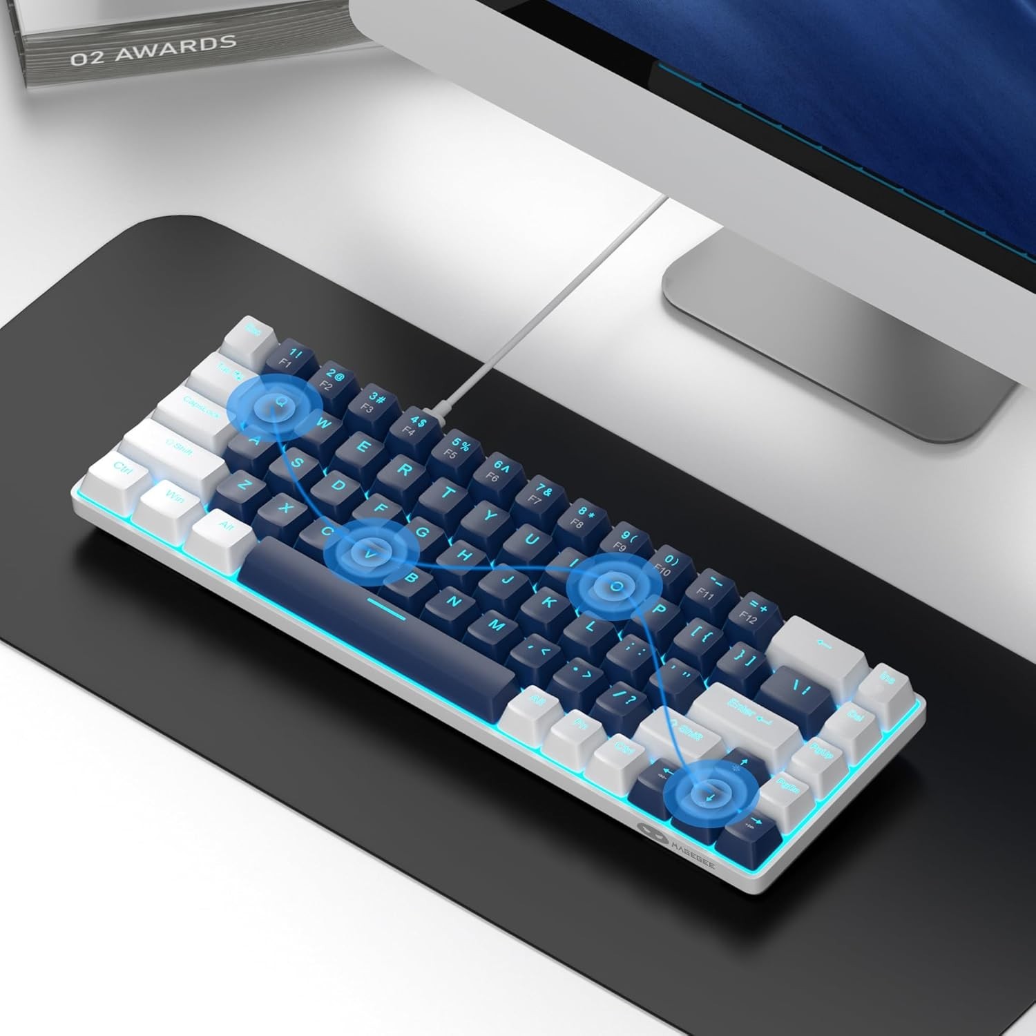 68 Keys Ergonomic Mechanical Keyboard with Blue Switch - Ideal for Gaming