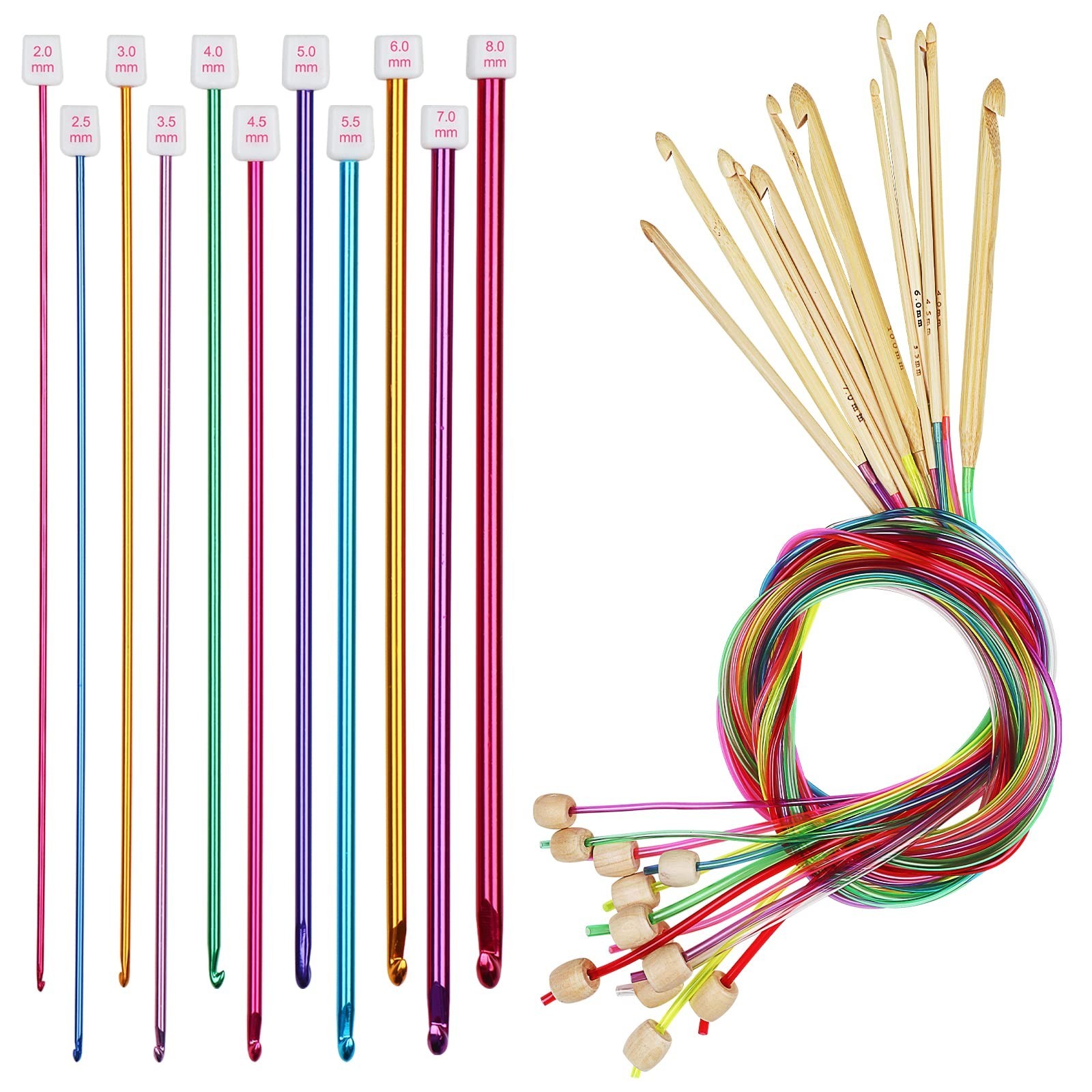 Aeelike Tunisian Crochet Hook Set with Cable, Smooth Afghan Hooks, Type B | 1...