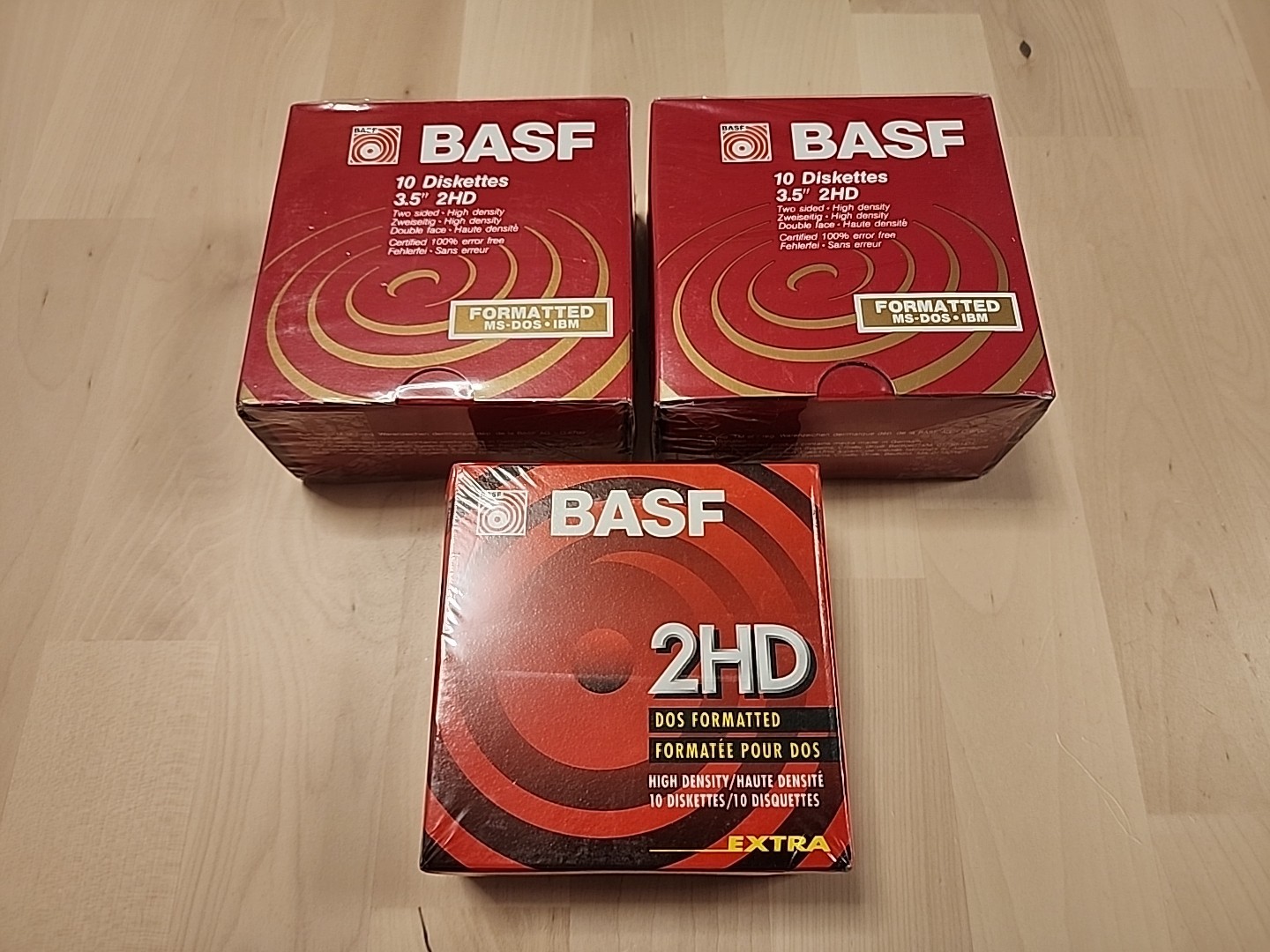 3 Boxes Of BASF 10-Pack Diskettes 3.5" 2HD DOS Formatted (30 Diskettes Total)