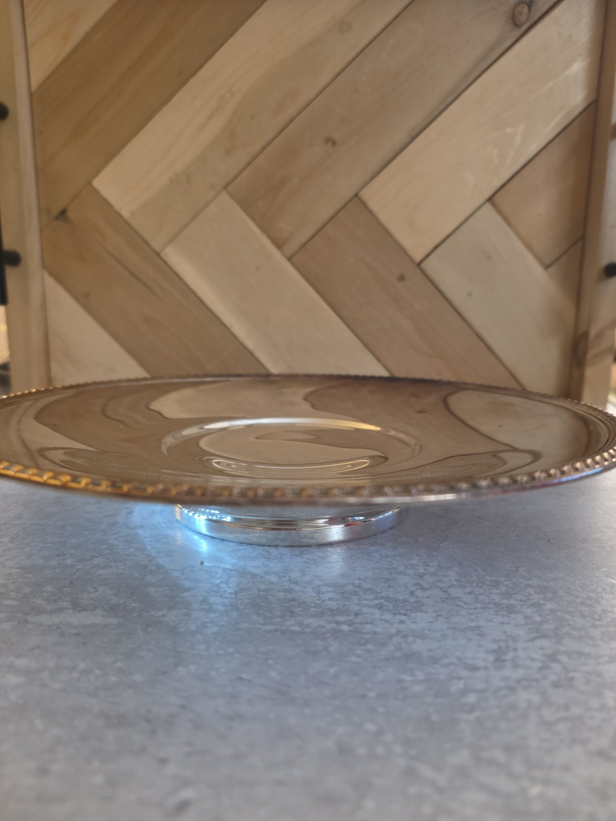 Round Silverplate Dish On Stand, 10" Diameter, 2" Tall