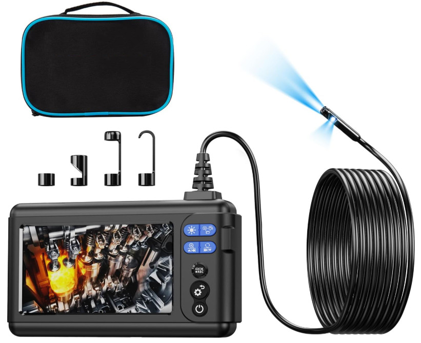 Cámara de inspección industrial de doble lente 1080P HD con 8 luces LED. Incluye