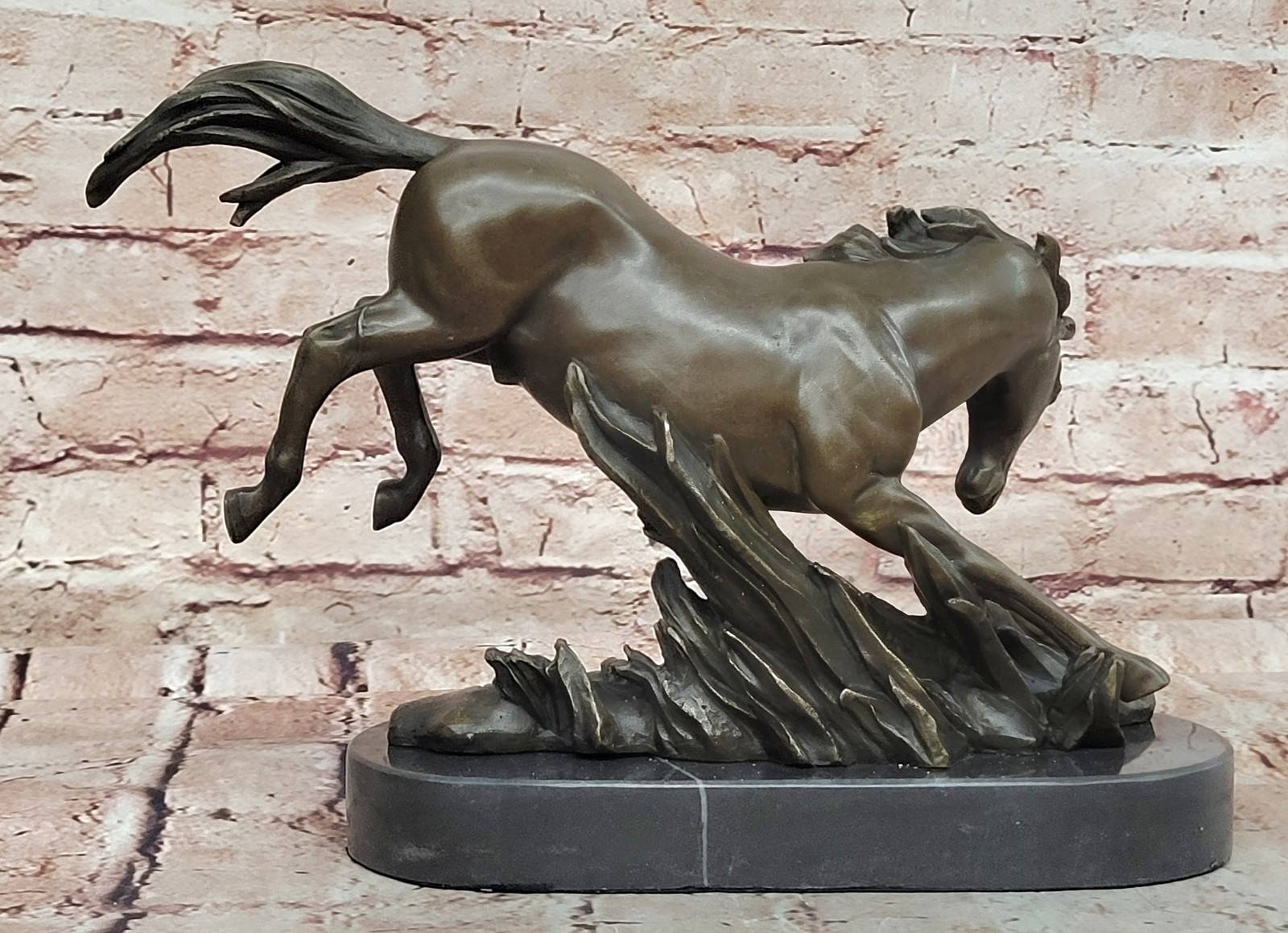 Intricate Detailing: Fisher`s Signed Original Bronze Horse Sculpture Figure