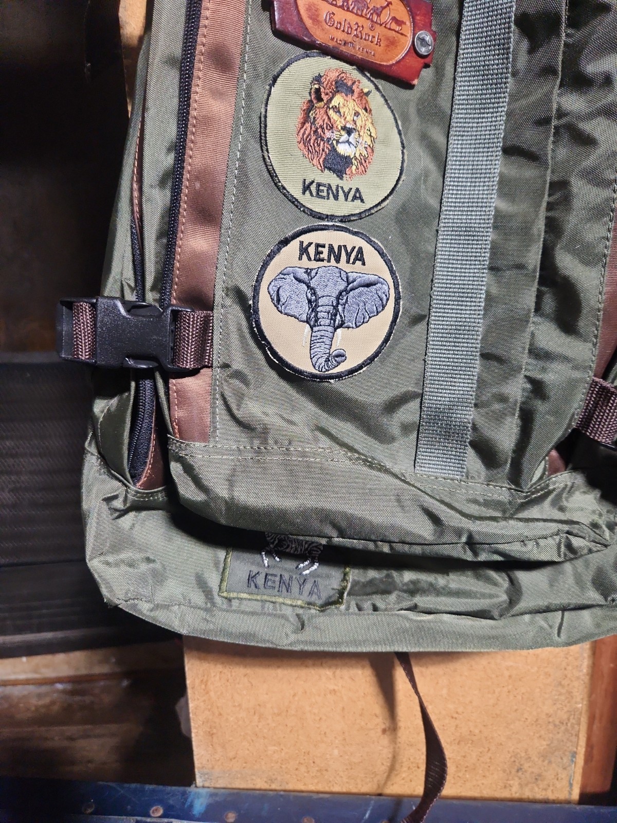 Green Padded Backpack With Kenya Patches