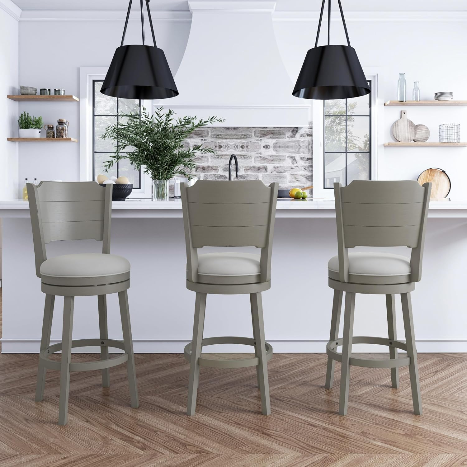 Clarion Wood Swivel Bar Height Stool, Distressed Gray