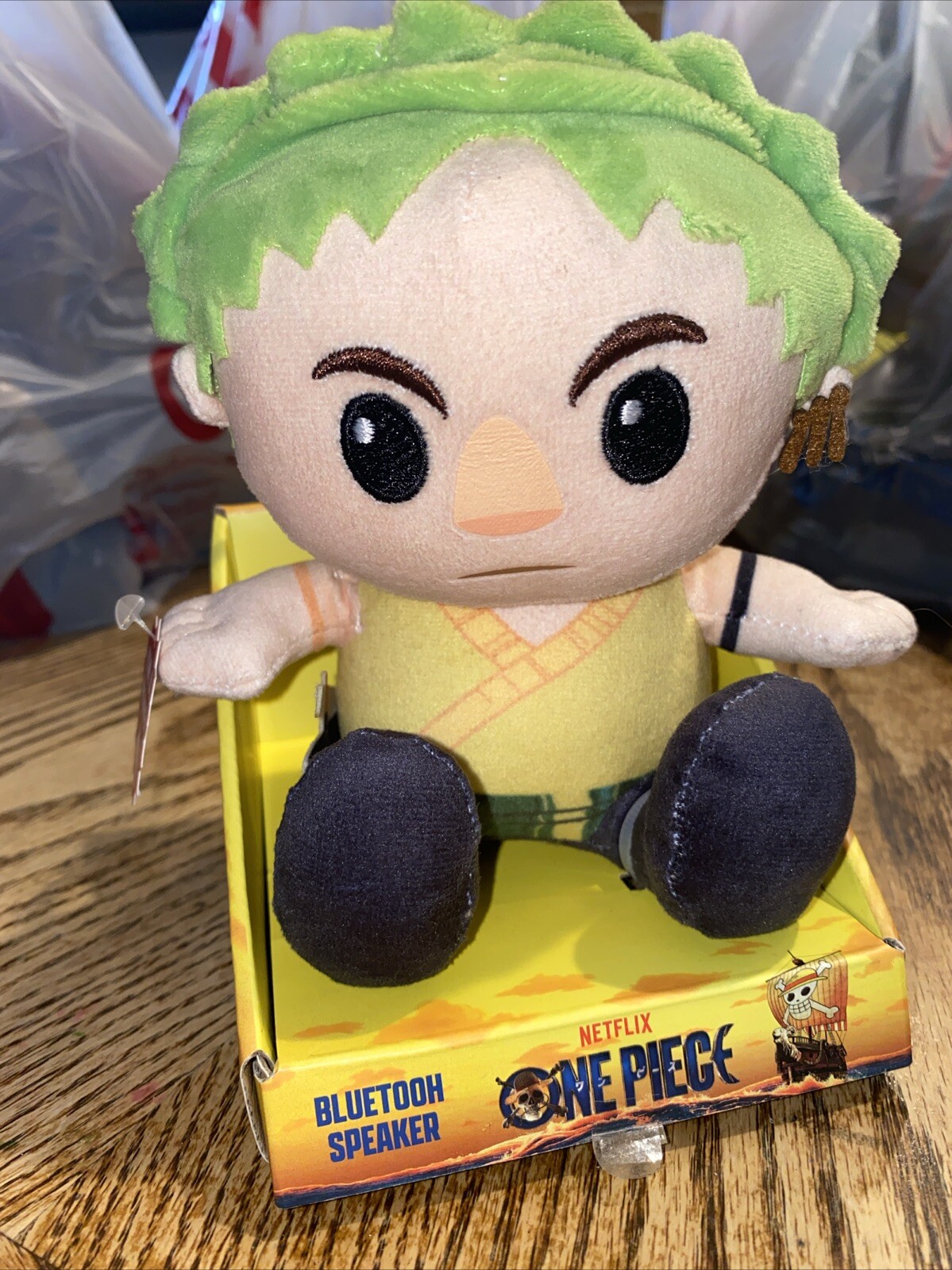 One Piece Zoro Bluetooth Plush Speaker, Green/Yellow No Charger
