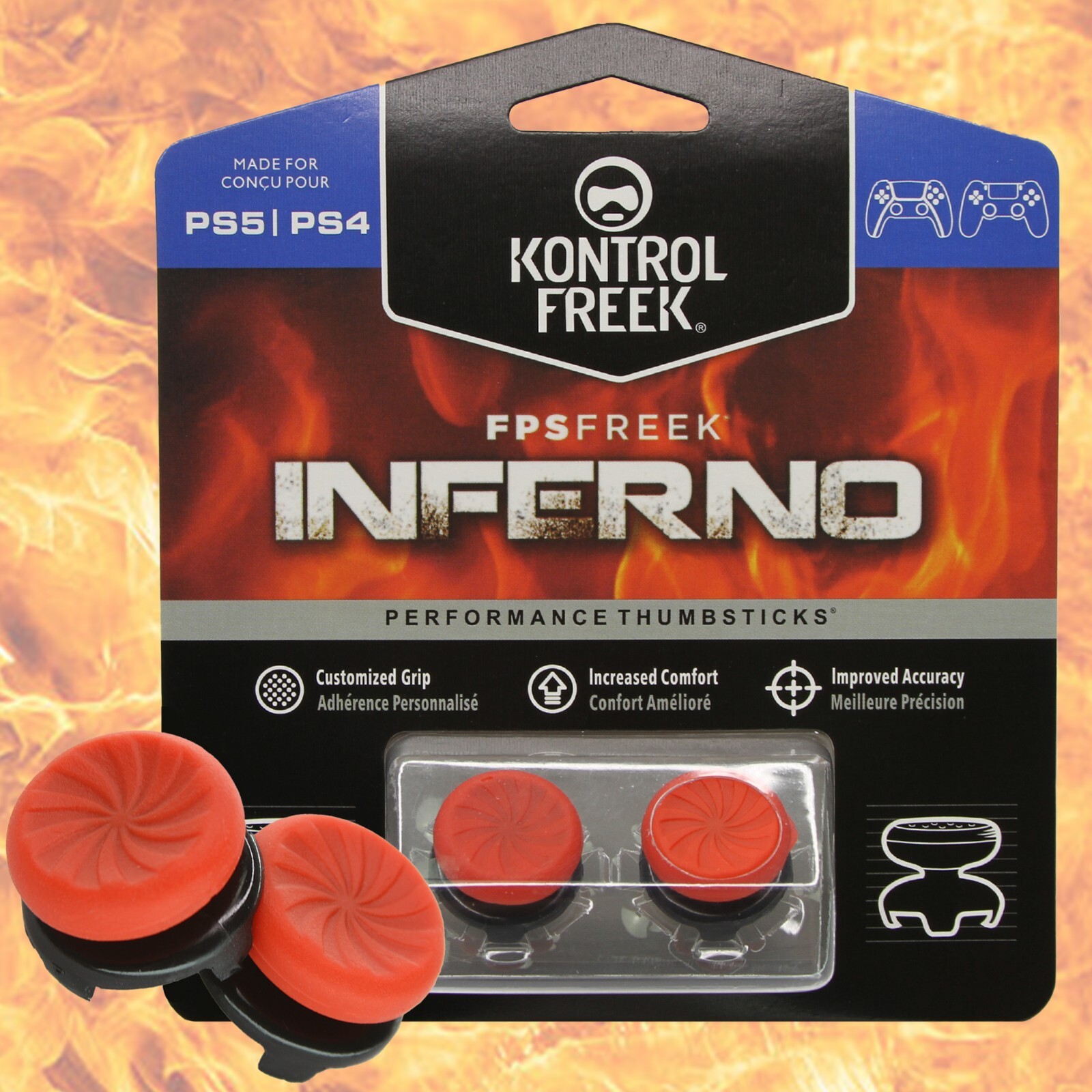 KontrolFreek Red Inferno  Thumbsticks for PS5 PS4 Analog Sticks Caps