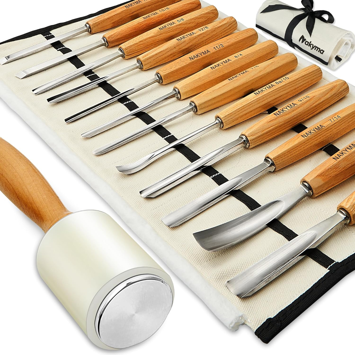 Wood Carving Kit, 12 PCS Wood Carving Set - Wood Carving Tools with Canvas Case,