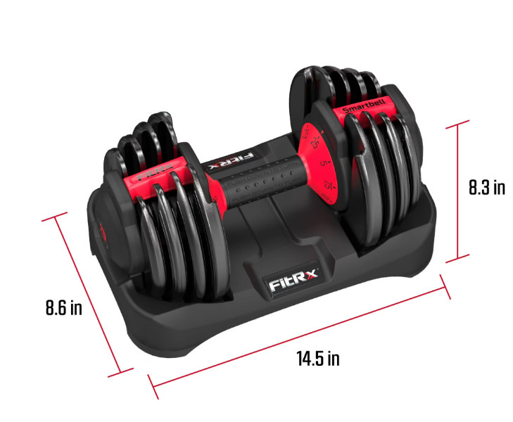 FitRx SmartBell, 9 in 1 Adjustable Dumbbell, 25 lb