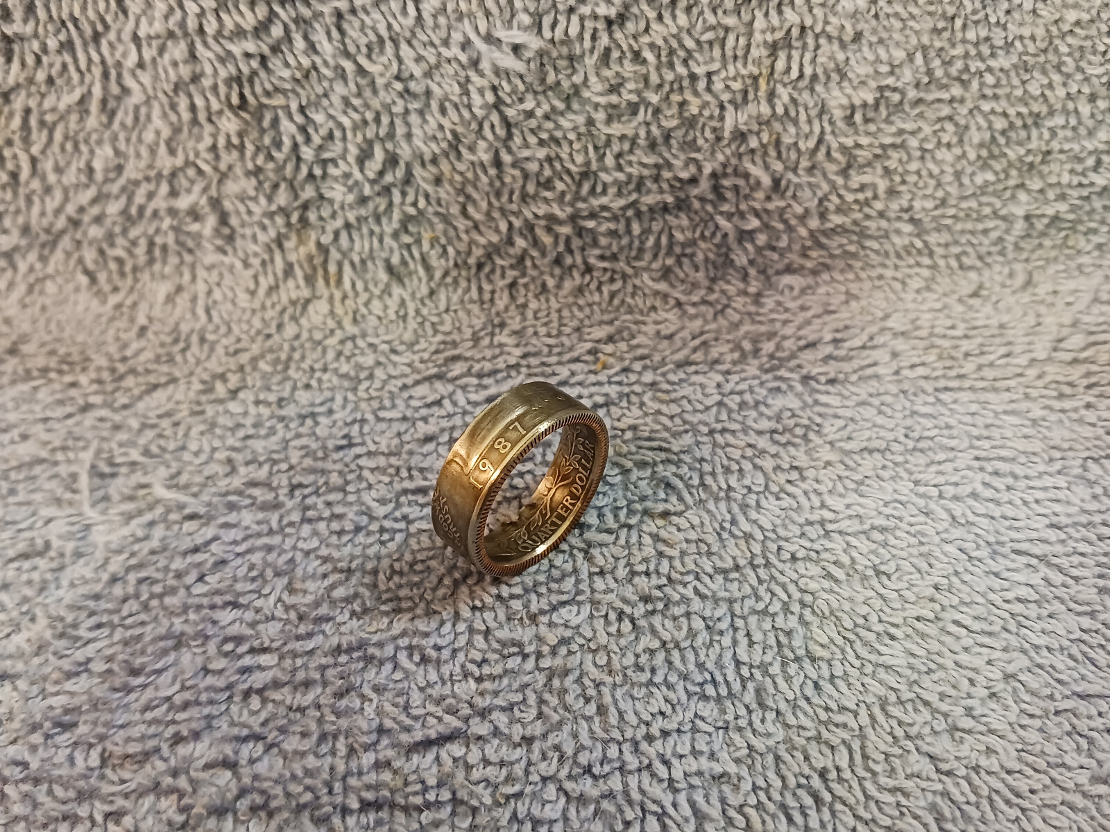 1987  Washington Quarters, coin ring, size  7-1/2