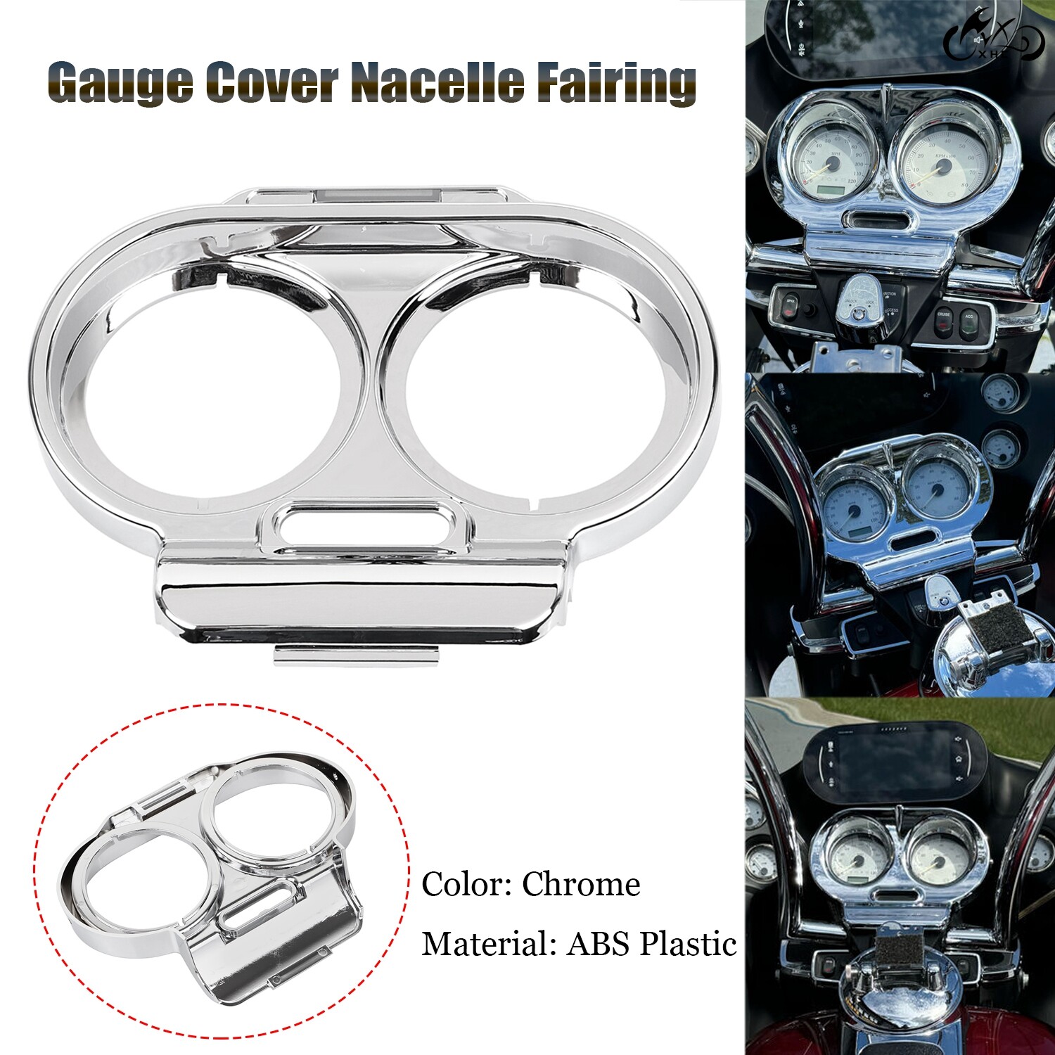 Chrome Gauge Cover Nacelle Housing Fairing For Harley Road Glide EFI FLTRI 98-13