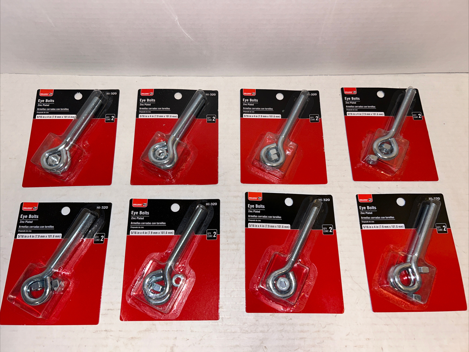 16) Bulldog HI-320 Eye Bolts 5/16” x 4” Zinc 1889676 *Value Bundle of 16 Bolts*