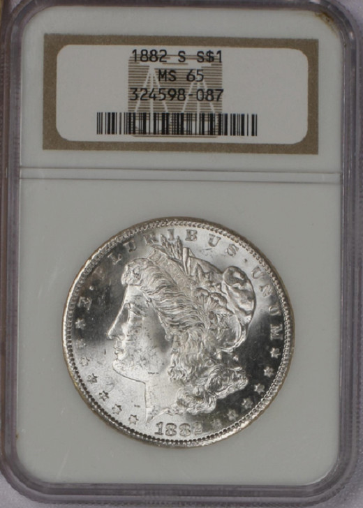 :1882-S SILVER MORGAN DOLLAR GEM-BU NGC MS65 BRIGHT-BLAST WHITE HIGHEST GRADES