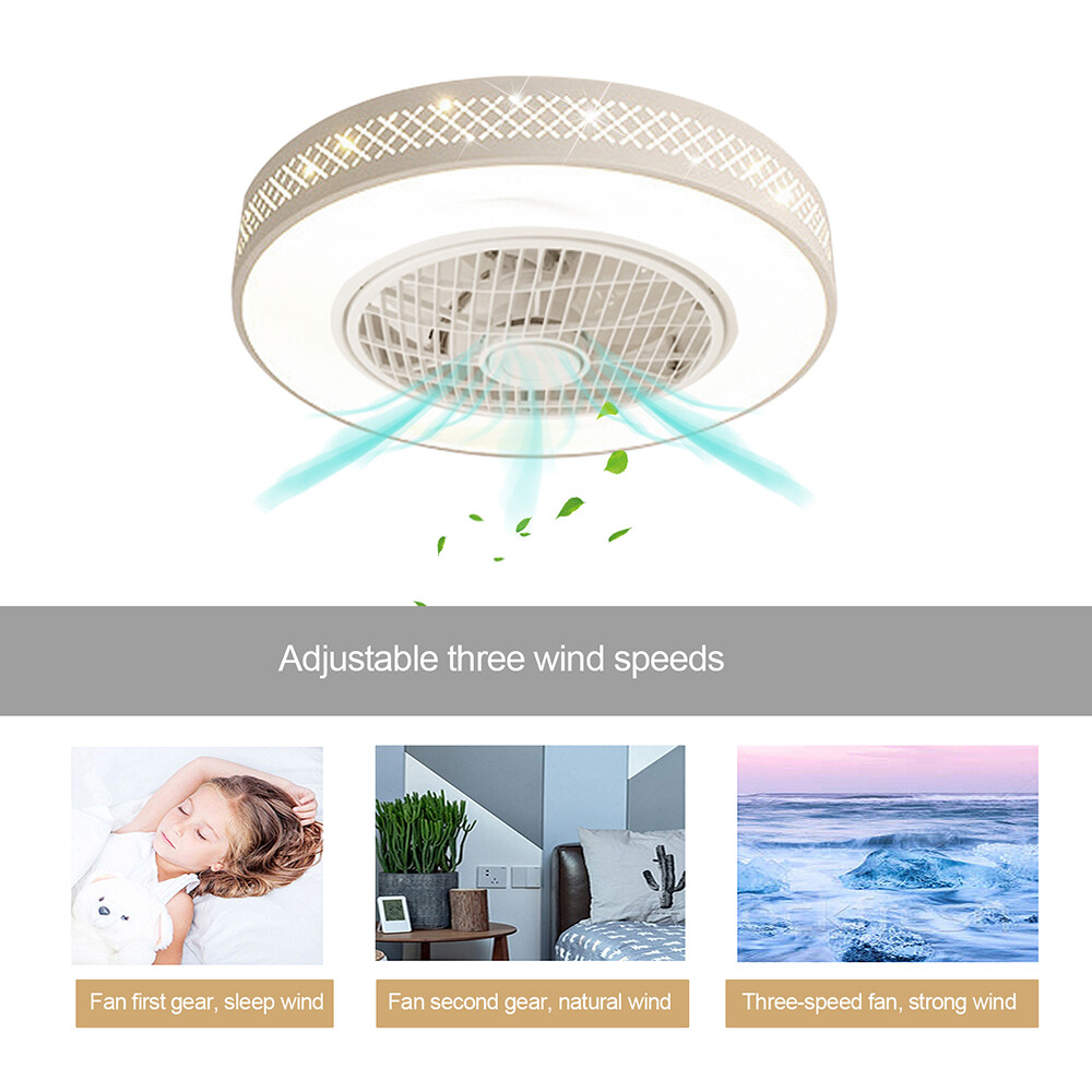 20" Modern Fan Lights Flush Mount LED Ceiling Light kit With Remote Control